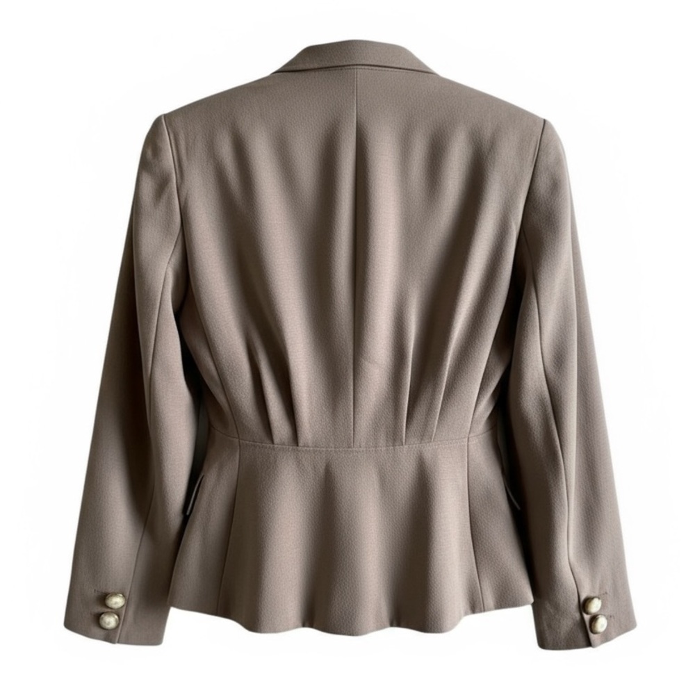 Valentino Rare Vintage Miss V Wool Blazer Office Jacket Work Tan Size 46 (US 12) - Picture 3 of 7